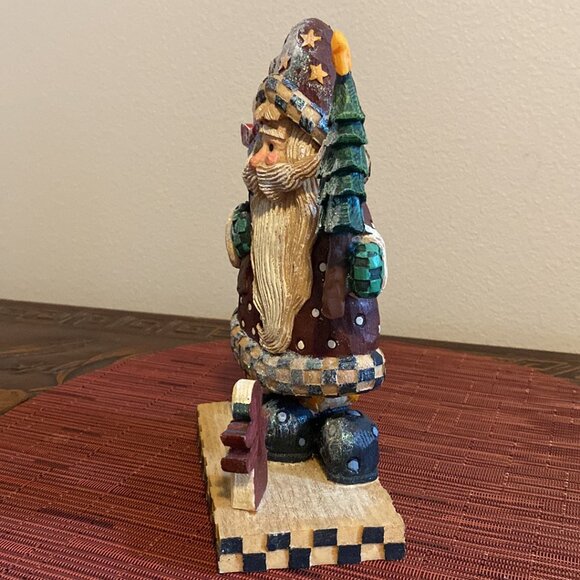 Uniquely Dressed Santa Holding His Bag w/Presents & Mini Tree - Picture 2 of 10
